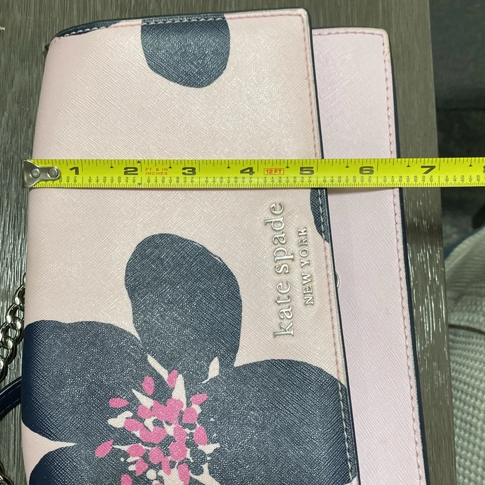 kate spade Pink Floral Crossbody Bag with Navy Accents